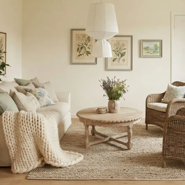 AI-generated image: the same living room in the Traditional style