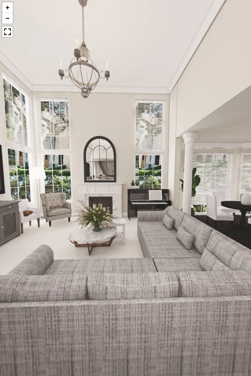 Una foto Fotos 360° de una sala de estar creada en Home Planner, abierta en el visor web